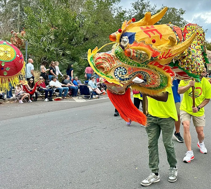 Dragon dance performance during Spring Festival celebration
