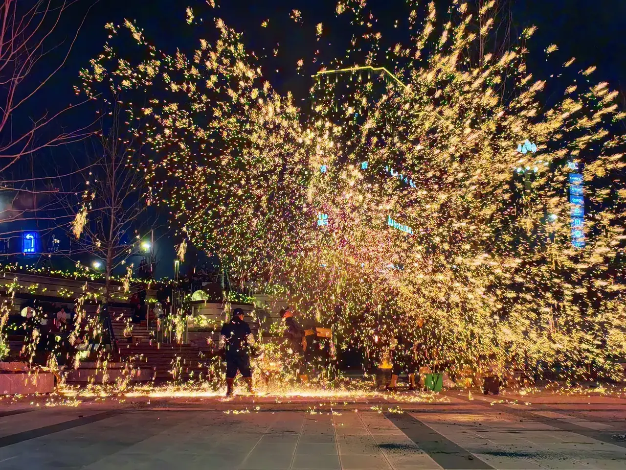 Fireworks lighting the sky during Spring Festival