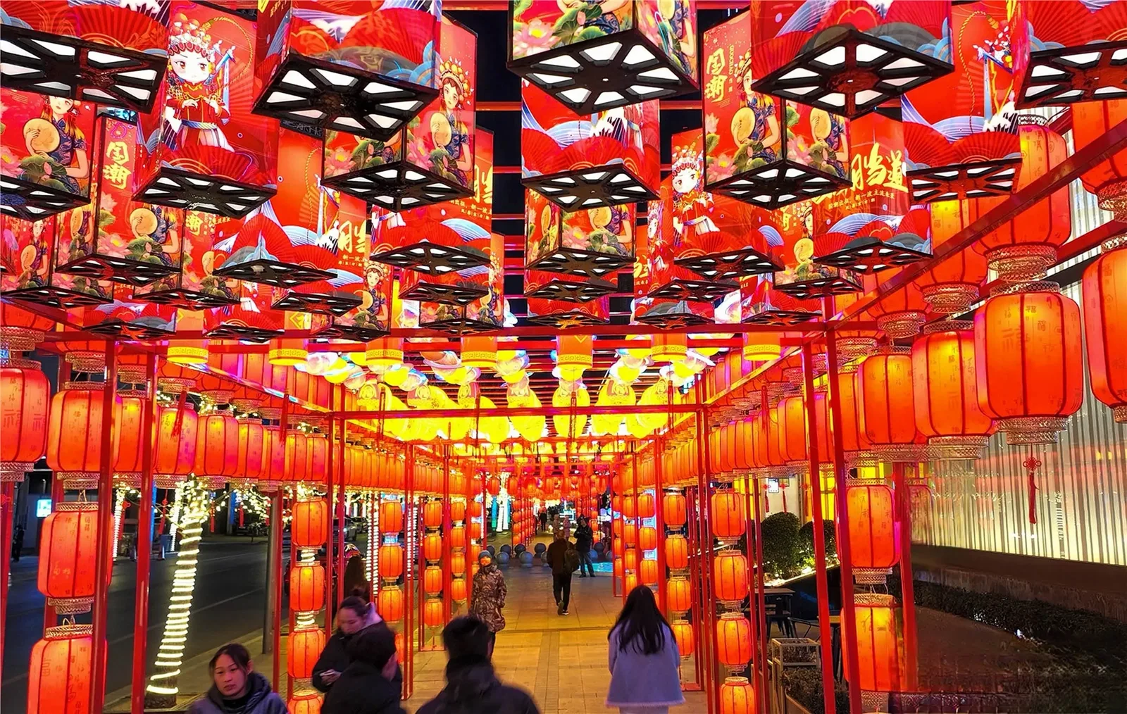 A corridor draped with beautiful lanterns during the festival